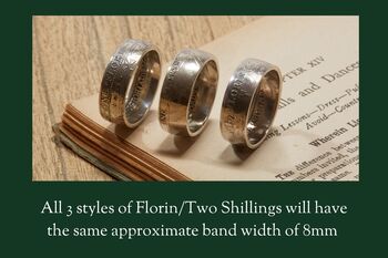 British Florin/Two Shilling Sterling Silver Coin Ring, 8 of 12