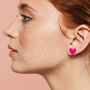 Fuchsia Heart Stud Earrings, thumbnail 3 of 5