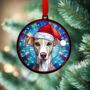 Whippet In Santa Hat Suncatcher Decoration, thumbnail 3 of 6