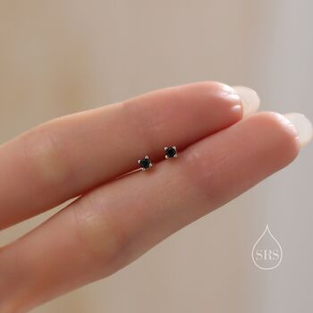 Very Tiny 2mm Black Cz Stud Earrings, 5 of 12