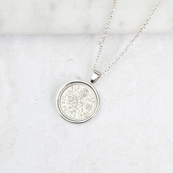 Personalised 1954 70th Birthday Sixpence Necklace, 6 of 8
