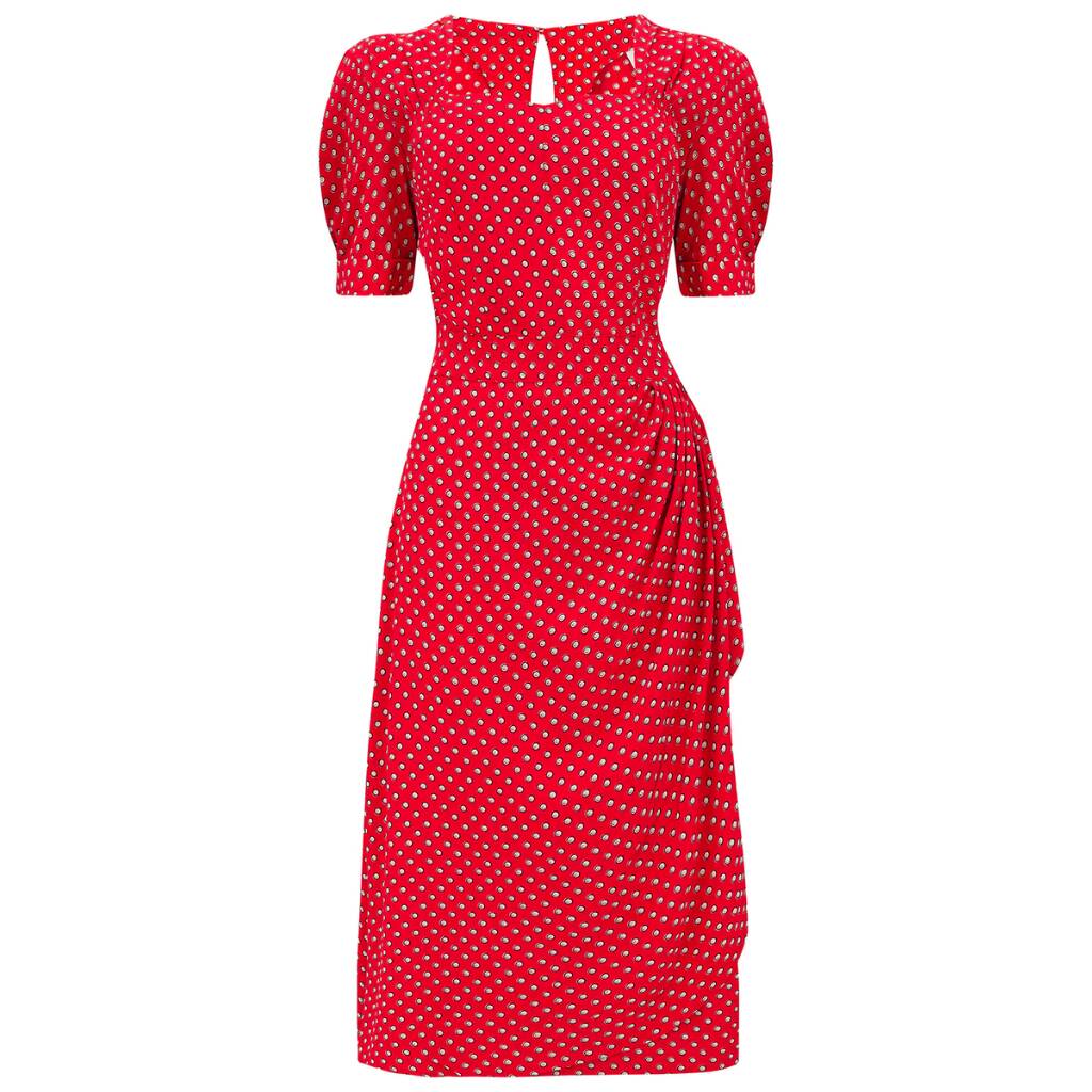 Shelly Dress In Red Ditzy Dot Vintage 1940s Style By The Seamstress of ...