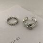 Two Pc Silver Alloy Lucky Chunky Cross Braid Ring Set, thumbnail 2 of 3