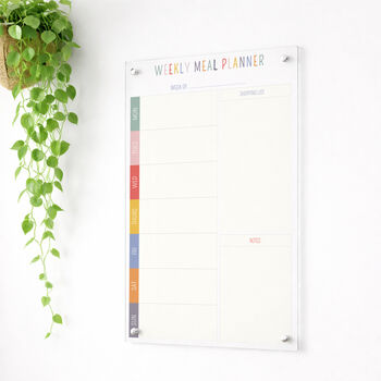 Multi Coloured Personalised Meal Planner, Acrylic Whiteboard, 2 of 7