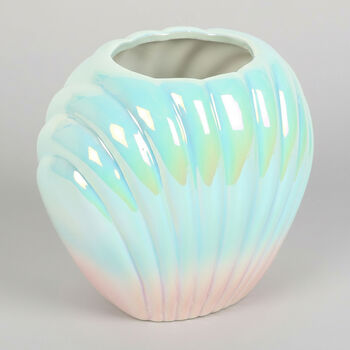 Iridescent Blue And Pink Sea Shell Flower Vase, 5 of 7