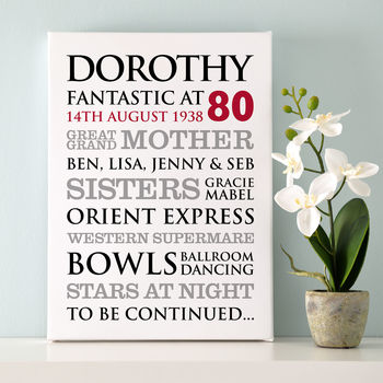 Personalised 80th Birthday Typographic Art Print, 9 of 11