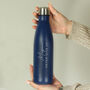 Personalised Name And Message Blue Metal Insulated Drinks Bottle, thumbnail 5 of 7