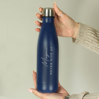 Personalised Name And Message Blue Metal Insulated Drinks Bottle, 5 of 7