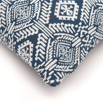 Omar Recycled Cotton Cushion Cover In Blue, 4 of 4