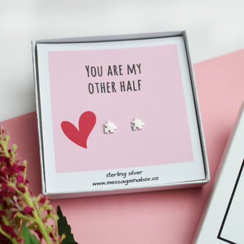 You Are My Other Half Sterling Silver Message Earrings, 2 of 7