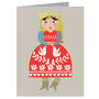 Folk Lady Mini Greetings Card, thumbnail 2 of 5