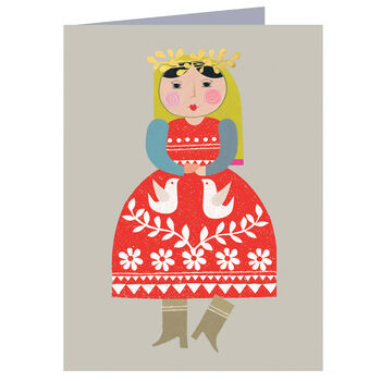 Folk Lady Mini Greetings Card, 2 of 5