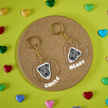 Custom Staffy Terrier Dog Chest Portrait Heart Keychain, 4 of 6