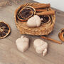 Set Of Three Beige Acorn Shaped Autumn Candles, thumbnail 7 of 10