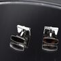 Silver Stripe Minimal Cufflinks 316 L Stainless Steel Polished Rectangular, thumbnail 5 of 5