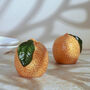 G Decor Set Of Orange Shaped Salt And Pepper Shakers, thumbnail 1 of 6