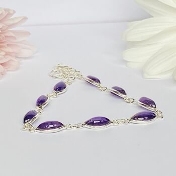 Solid Silver Bracelets With Natural Amethyst Gemstones, 3 of 4