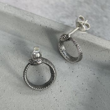 Sterling Silver Ouroboros Studs, 3 of 8