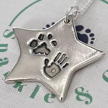 Personalised Handprint And Paw Print Star Necklace, 2 of 2