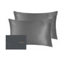 Silk Addict 100% Mulberry Silk Pillowcase Twinpack Charcoal, thumbnail 1 of 4