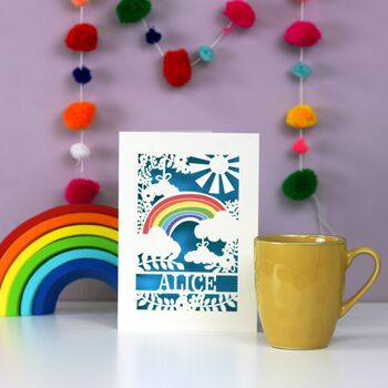 Personalised Papercut Rainbow Card, 8 of 9