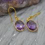 Amethyst Gold Earrings: February Birthstone, thumbnail 10 of 11