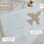 Beige Wedding Boarding Pass Save The Date With Beige Magnetic Plane, thumbnail 2 of 7