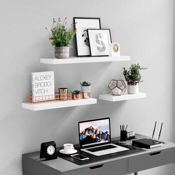 40 Cm White Floating Wall Mounted Shelf, 4 of 7