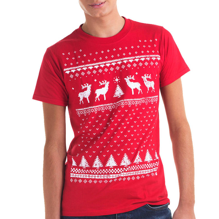 Mens Festive Christmas Reindeer Tshirt, 1 of 7
