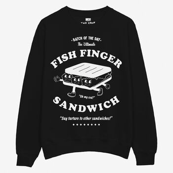 Fish Finger Sandwich Unisex Graphic Sweatshirt In Black, 5 of 5