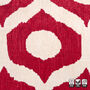 Red Drop Pattern Silk Ikat Velvet Cushion Cover 50x50cm, thumbnail 4 of 6