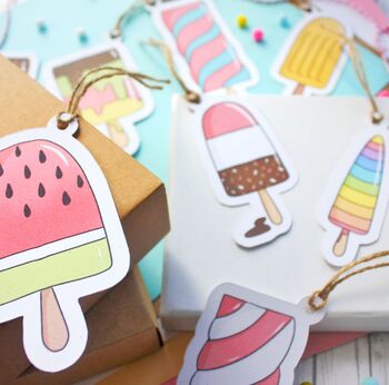 Illustrated Ice Lollies Gift Tags, Large, 8 of 10