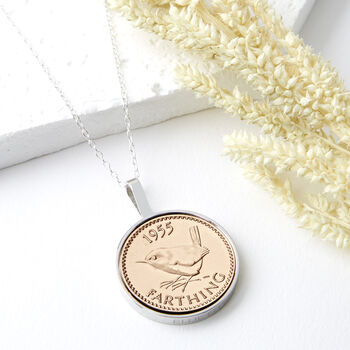 70th Birthday 1955 Farthing Coin Necklace, 3 of 12