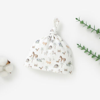 Farm Animals Organic Cotton Baby Sleepsuit And Hat Set, 3 of 3