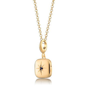18ct Gold Star Locket Necklace With Blue Stone, 2 of 7