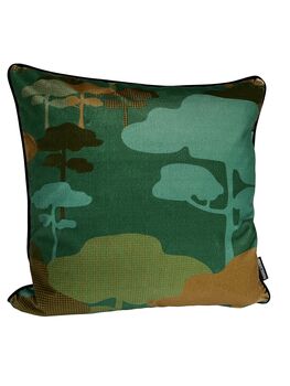 Retro Tree Velvet Cushion Kingfisher, 5 of 7