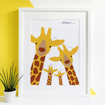 Personalised Giraffe Family Selfie Portrait Print, 3 of 7
