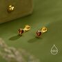 Tiny Garnet Red Cz Heart Stud Earrings, thumbnail 4 of 12