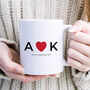 Personalised Mug For Valentine’s Day – Initials With Heart, thumbnail 1 of 8