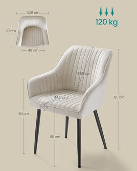 Dining Chair Velvet Armchair With Armrests, 2 of 9