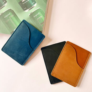 Genuine Leather Card Holder Wave Edge Slim Design, 5 of 12