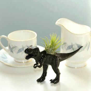 Hand Painted T Rex Dinosaur Planter With A Plant, 4 of 7