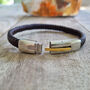 Mens Leather Bracelet With Gold And Silver Clasp, thumbnail 3 of 7