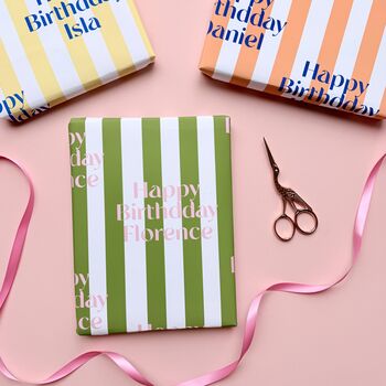 Personalised Striped Text Wrapping Paper, 3 of 9