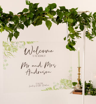 Foliage Wedding Welcome Sign In Frosted, 3 of 8