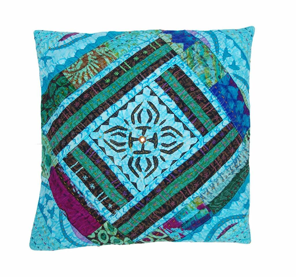 Indian Handmade Cotton Patchwork Cushion Cover Pair By Reason Season