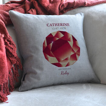 Personalised July Ruby Birthstone Cushion, 2 of 4