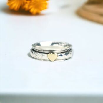 Personalised Heart Spinner Ring In Sterling Silver, 4 of 12