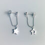 Sterling Silver Star Dangle Chain Loop Stud Earrings, thumbnail 3 of 4