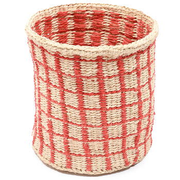 Sahihi: Red Check Woven Storage Basket, 5 of 7